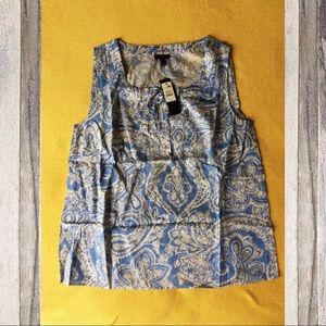 NWT Talbots Blue Paisley Blouse M